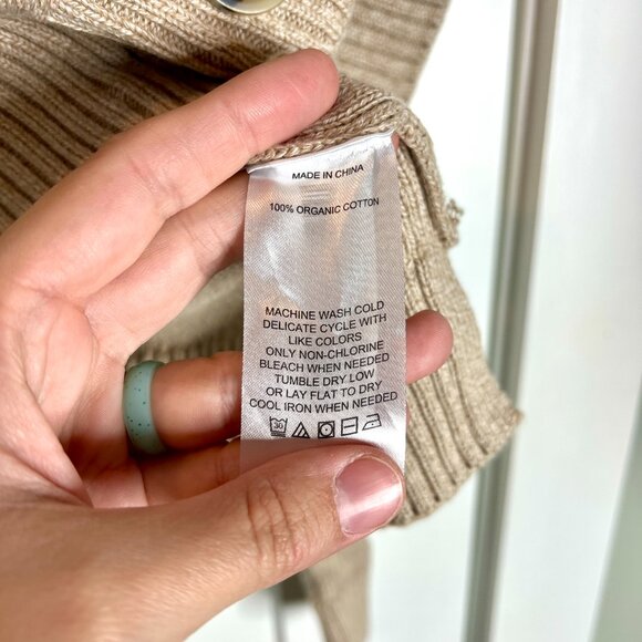 Quince 100% Organic Cotton Cropped Cardigan in Camel Academia Granola Girl M - Picture 5 of 6